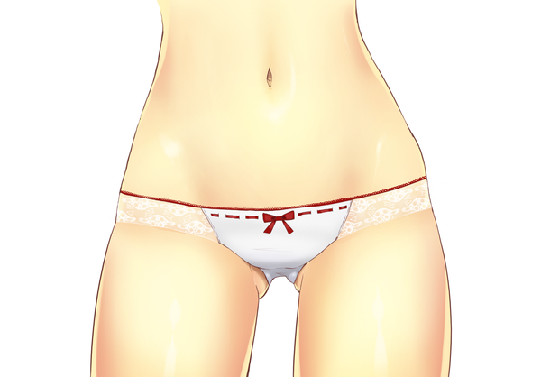Anime picture 1600x1115 with original rakkou single light erotic simple background white background midriff underwear only close-up head out of frame girl navel underwear panties lace