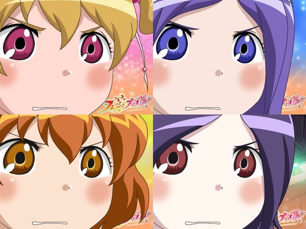 Anime picture 1280x960 with futari wa pretty cure fresh precure! higashi setsuna momozono love yamabuki inori aono miki face gununu