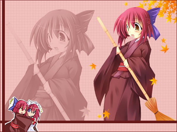 Anime picture 1024x768 with shingetsutan tsukihime type-moon kohaku (tsukihime) hisui (tsukihime) half updo