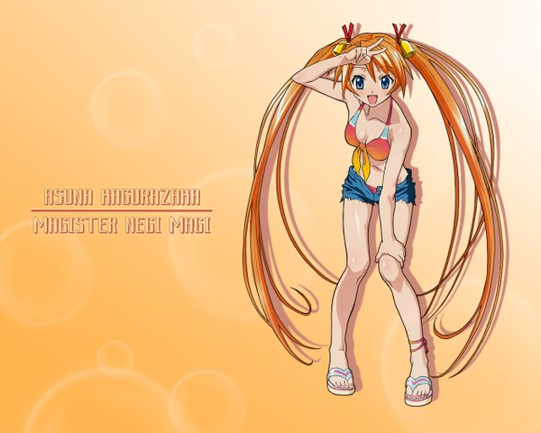 Anime picture 1280x1024 with mahou sensei negima! kagurazaka asuna twintails swimsuit tagme