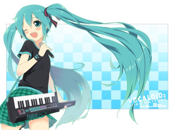Anime picture 1600x1200 with vocaloid hatsune miku tukinan (pixiv) twintails girl piano