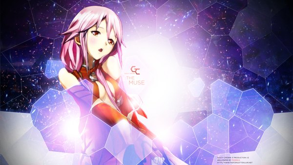 Anime picture 1920x1080 with guilty crown production i.g yuzuriha inori single long hair blush highres open mouth red eyes wide image pink hair girl bodysuit