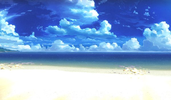 Anime picture 1024x600 with da capo iii wide image game cg sky cloud (clouds) beach no people landscape sea
