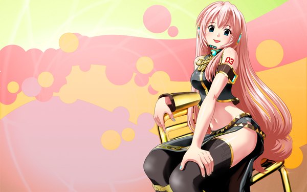 Anime picture 1920x1200 with vocaloid megurine luka ponnetsu highres wide image wallpaper girl thighhighs headphones