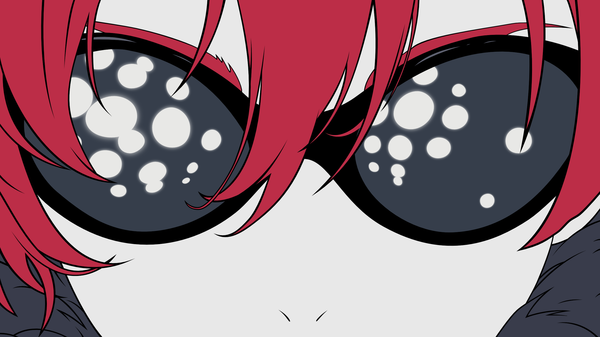 Anime picture 2560x1440 with tengen toppa gurren lagann gainax yoko littner fringe highres wide image red hair close-up eyebrows face vector sunglasses
