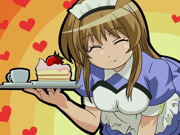 Anime picture 1600x1200 with pani poni dash! momose kurumi waitress sweets cake tagme