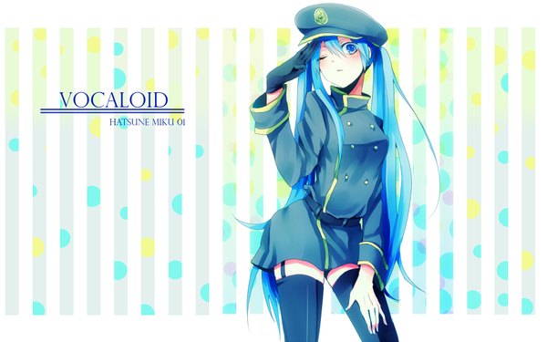 Anime picture 1920x1200 with vocaloid hatsune miku highres wide image twintails aqua eyes aqua hair girl thighhighs