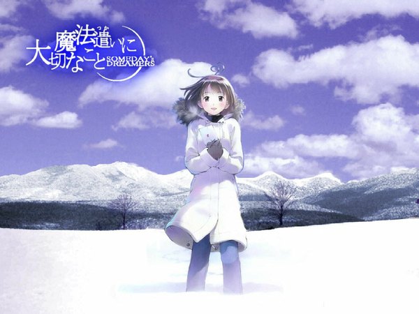 Anime picture 1024x768 with mahou tsukai ni taisetsu na koto j.c. staff kikuchi yume yoshizuki kumichi ahoge snow