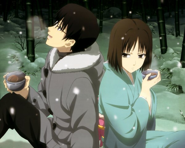 Anime picture 1920x1536 with kara no kyoukai type-moon ryougi shiki kokutou mikiya highres japanese clothes