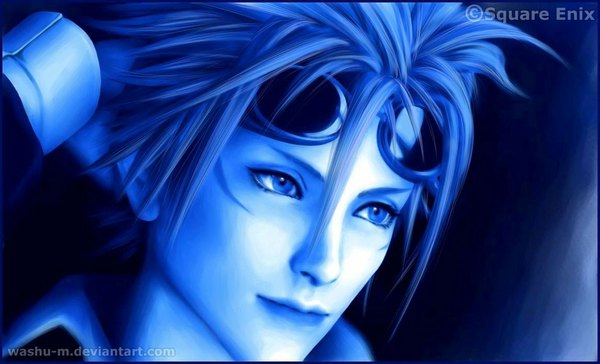 Anime picture 1146x697 with final fantasy final fantasy vii square enix reno washu-m short hair wide image signed realistic close-up face boy goggles