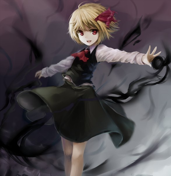 Anime picture 1172x1200 with touhou rumia af-henrytz single tall image short hair open mouth blonde hair red eyes girl dress skirt skirt set