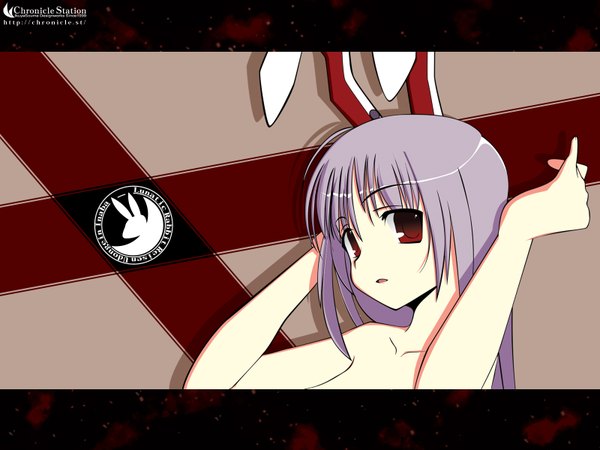 Anime picture 1600x1200 with touhou reisen udongein inaba long hair highres red eyes animal ears purple hair bunny ears bunny girl girl chronicle station