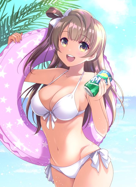 Anime-Bild 1748x2408 mit love live! school idol project sunrise (studio) love live! sprite minami kotori inui sekihiko single long hair tall image looking at viewer fringe highres breasts open mouth light erotic smile brown hair large breasts standing holding