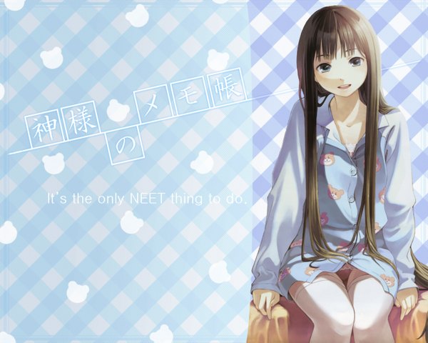 Anime picture 1280x1024 with kamisama no memochou shionji yuuko (alice) long hair light erotic thighhighs underwear panties pajamas