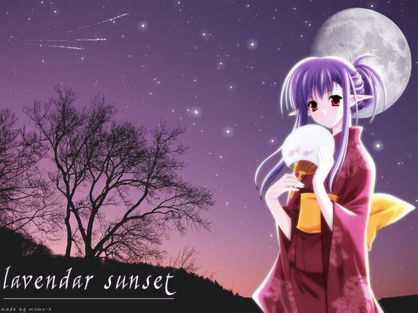 Anime picture 1600x1200 with shuffle! nerine evening sunset moon