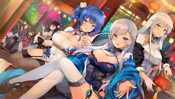 イラスト 1200x676 と アズールレーン ベルファスト(アズールレーン) セントルイス(アズールレーン) エンタープライズ(アズールレーン) 平海(アズールレーン) ning hai (azur lane) 彩雲の薔薇 逸仙(アズールレーン) st. louis (splendor of spring) (azur lane) enterprise (blooming peony) (azur lane) kurot 長髪 カメラ目線 赤面 前髪 短い髪 おっぱい 開いた口 青い目 light erotic