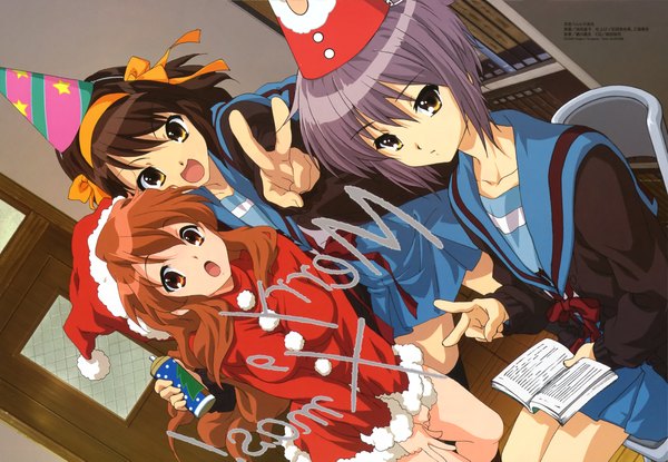 Anime picture 4659x3229 with suzumiya haruhi no yuutsu kyoto animation suzumiya haruhi nagato yuki asahina mikuru highres girl