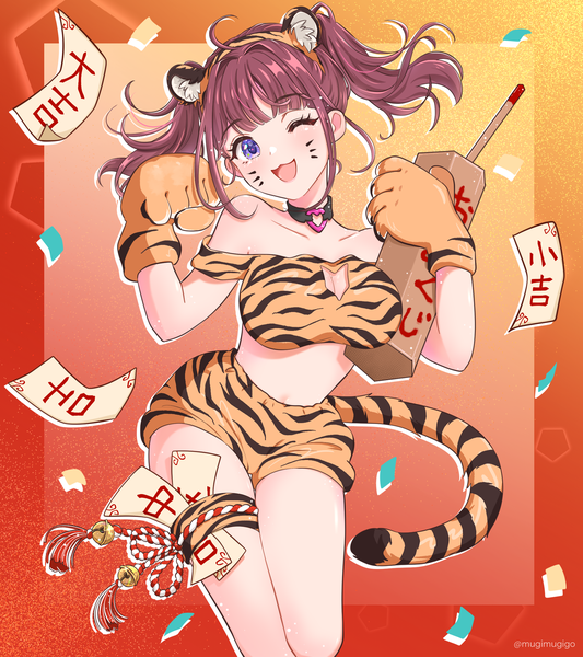 Anime picture 1920x2160 with virtual youtuber nijisanji nijisanji kr lee roha mugimugigo single long hair tall image looking at viewer highres breasts open mouth light erotic brown hair large breasts purple eyes animal ears payot tail animal tail