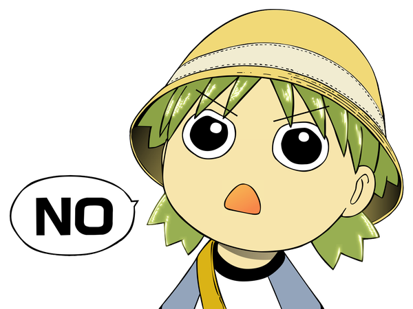 Anime picture 1280x960 with yotsubato koiwai yotsuba single looking at viewer fringe open mouth white background green hair black eyes text close-up angry frown girl hat t-shirt speech bubble child (children)