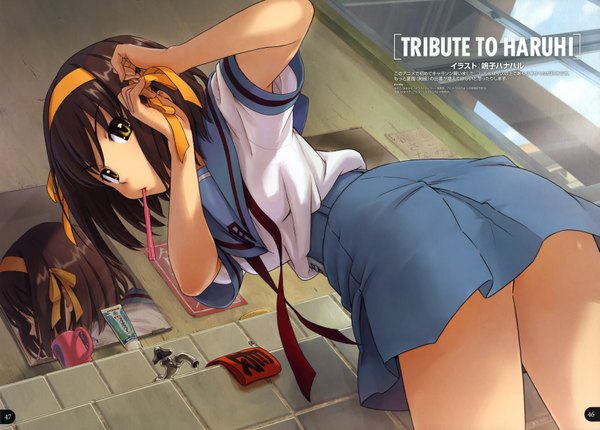 Anime picture 6521x4675 with suzumiya haruhi no yuutsu kyoto animation suzumiya haruhi naruko hanaharu highres girl serafuku