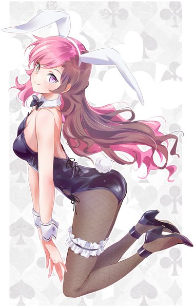 Anime picture 1280x2022 with rwby rooster teeth neopolitan (rwby) iesupa single tall image looking at viewer breasts light erotic smile brown hair brown eyes animal ears pink hair full body tail pink eyes multicolored hair two-tone hair high heels
