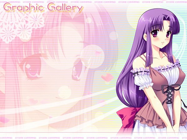 Anime picture 1024x768 with oyome-san kouho ga arawareta! kiryuu nanaka long hair purple eyes game cg purple hair girl