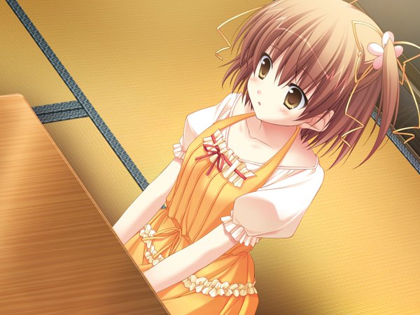 Anime picture 1600x1200 with deliverer! (game) yufu sumika short hair brown hair brown eyes game cg girl