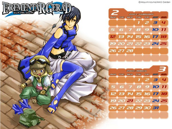 Anime picture 1280x960 with erementar gerad azuma mayumi calendar 2007 calendar tagme erementar gerad ao no senki mag garden