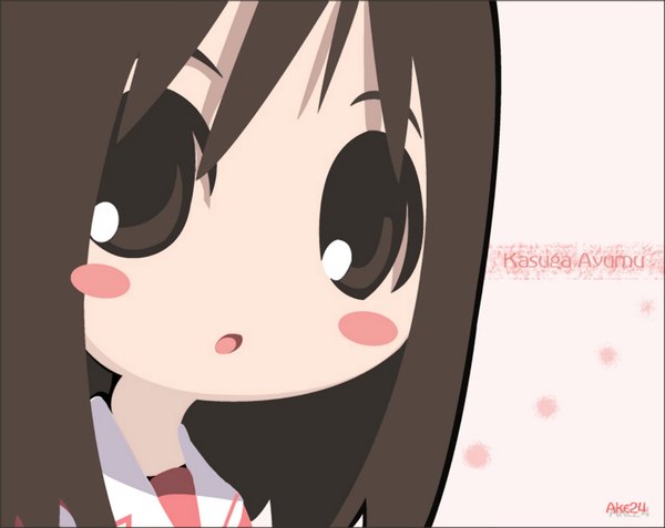 Аниме картинка 1600x1274 с адзуманга j.c. staff kasuga ayumu длинные волосы румянец каштановые волосы крупный план чиби девушка