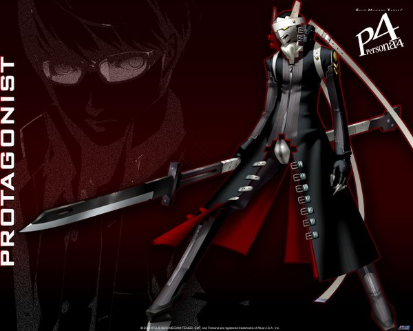Anime picture 1280x1024 with persona 4 persona inscription weapon sword tagme