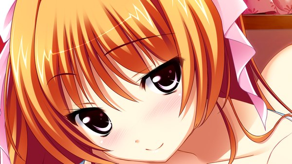 Anime picture 1280x720 with asa project ren'ai 0 kilometer kinomoto sakuya panta (artist) long hair red eyes wide image game cg orange hair girl