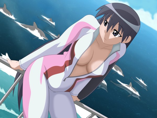 Anime picture 1600x1200 with azumanga daioh j.c. staff sakaki light erotic girl swimsuit