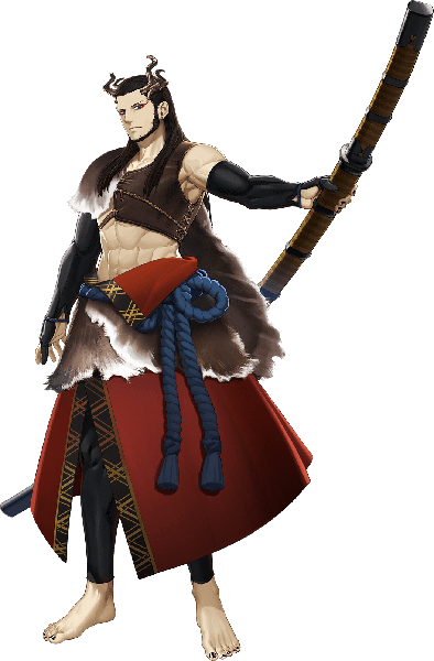Anime picture 1055x1607 with touken ranbu nitroplus nenekirimaru ishitsu kenzou single long hair tall image looking at viewer brown hair standing holding full body barefoot official art outstretched arm transparent background muscle abs boy weapon