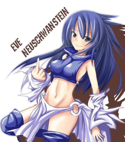 Anime picture 3000x3400 with needless madhouse eve neuschwanstein refrain gg single long hair tall image looking at viewer blush fringe highres breasts light erotic simple background smile hair between eyes standing white background bare shoulders payot