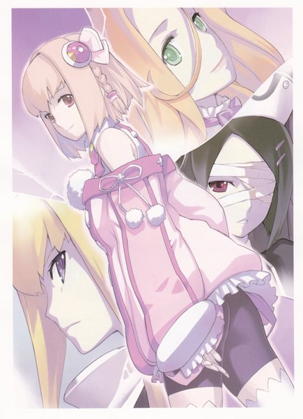 Anime picture 2281x3143 with ar tonelico ar tonelico iii gust (company) saki (ar tonelico) filament sakia-rumei salapator nagi ryou long hair tall image looking at viewer fringe highres short hair black hair blonde hair smile hair between eyes red eyes purple eyes