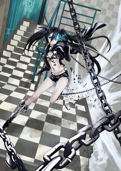 Anime picture 2480x3507 with black rock shooter vocaloid kuroi mato realmbw tall image highres blue eyes black hair girl