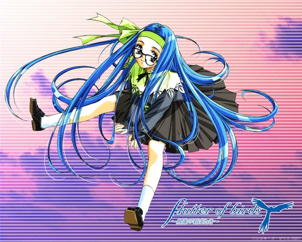 Anime picture 1280x1024 with long hair blue hair full body girl tagme