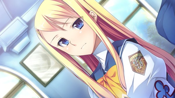 Anime picture 1280x720 with gensou douwa alicetale long hair blue eyes blonde hair wide image game cg girl uniform school uniform