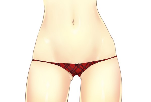 Anime picture 1600x1086 with original rakkou single light erotic simple background white background midriff underwear only close-up head out of frame girl navel underwear panties