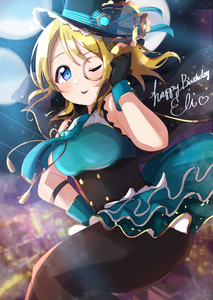 Anime picture 2508x3541 with love live! school idol project love live! school idol festival sunrise (studio) love live! ayase eli nyako (utaneko31) single tall image looking at viewer blush fringe highres short hair blue eyes light erotic blonde hair smile bare shoulders payot outdoors