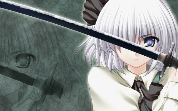 Anime picture 1680x1050 with touhou konpaku youmu wide image girl sword
