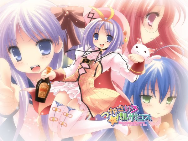 Anime picture 1600x1200 with lucky star nanatsuiro drops kyoto animation izumi konata hiiragi kagami hiiragi tsukasa takara miyuki namamo nanase cosplay parody girl