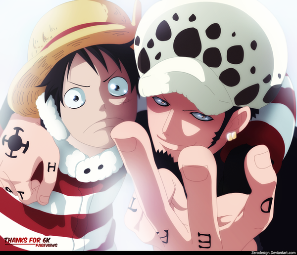 Anime picture 1000x860 with one piece toei animation monkey d. luffy trafalgar law zeroooart short hair black hair simple background white background light smile grey eyes orange eyes tattoo coloring light boy hat earrings cap straw hat