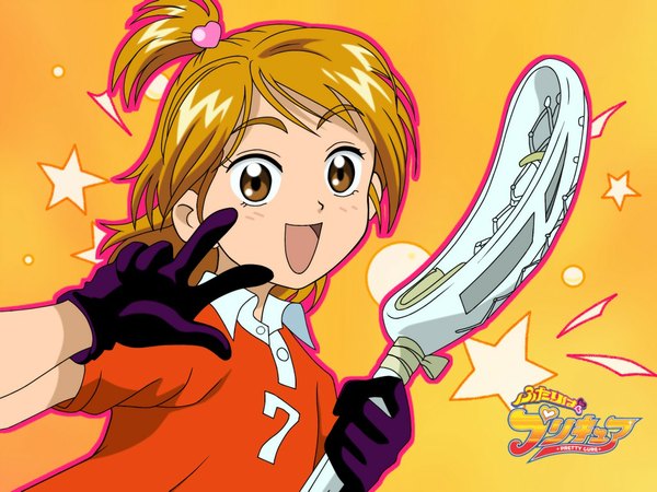Anime picture 1024x768 with futari wa pretty cure misumi nagisa brown hair brown eyes lacrosse