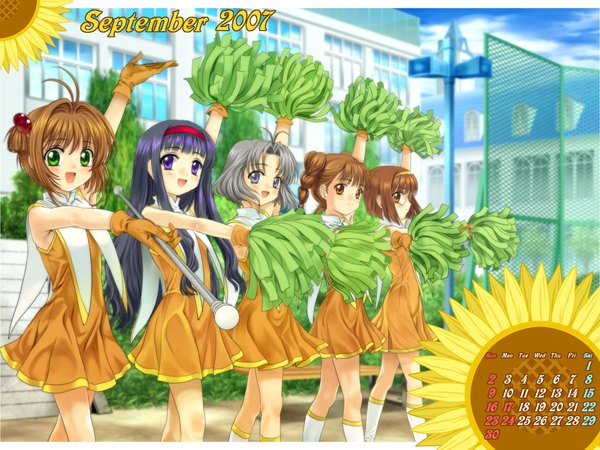 Anime picture 2000x1500 with card captor sakura clamp kinomoto sakura daidouji tomoyo mihara chiharu sasaki rika yanagisawa naoko mutsuki (moonknives) highres calendar