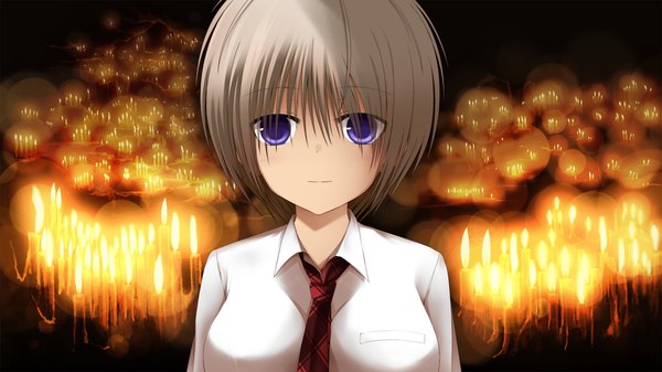 Anime picture 1920x1080 with worst contact single highres short hair blue eyes blonde hair wide image game cg girl candle (candles)
