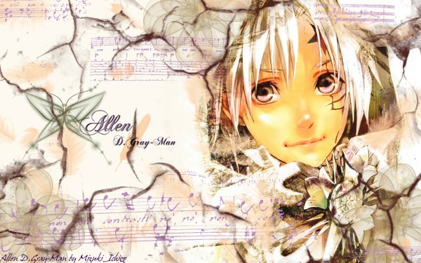 Anime picture 1280x800 with d.gray-man allen walker wide image signed wallpaper abstract boy