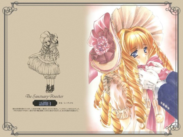 Anime picture 1024x768 with carnelian blush blonde hair wallpaper drill hair framed dress