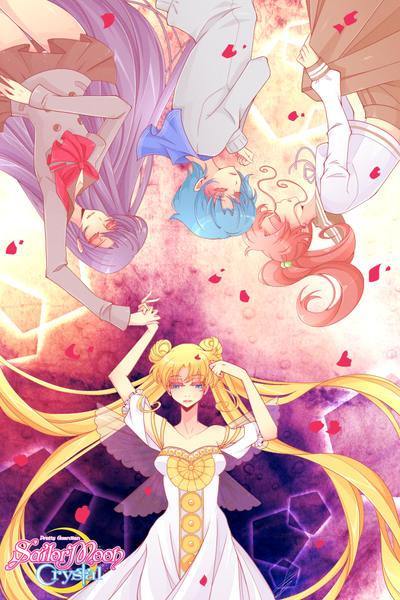 Anime picture 667x1000 with bishoujo senshi sailor moon toei animation tsukino usagi sailor moon kino makoto princess serenity mizuno ami hino rei thanatosrising long hair tall image short hair blue eyes blonde hair brown hair twintails multiple girls blue hair purple hair bent knee (knees)