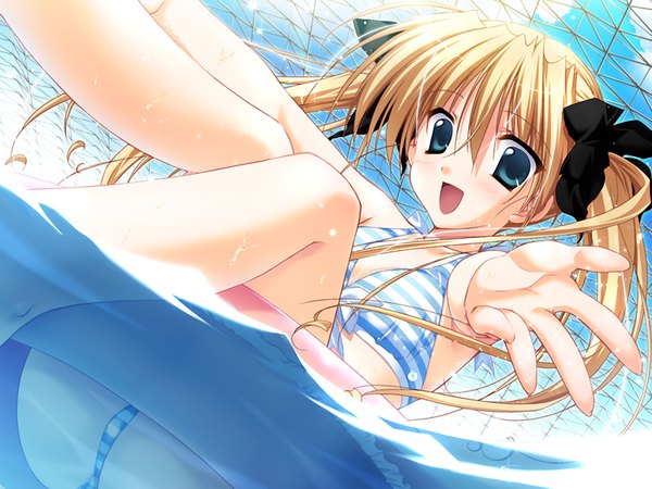 Anime picture 1200x900 with aster (game) blue eyes light erotic blonde hair game cg girl swimsuit